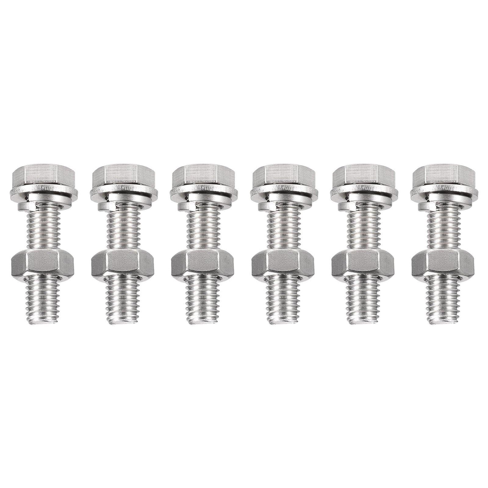 TA-VIGOR 6Pcs M10 x 45mm Hex Head Screws Bolts, Nuts, Flat & Lock Washers Kits, Fully Thread Hexagon Bolts, High Tensile Cap Screws for Metal Work, Automotive Machinery, Bike Motorcycles Repair