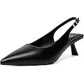 Mostrin Kitten Heels for Women Pointed Toe Pumps Patent Leather Low Heel Slingback Heels with Buckle Dress Shoes for Dating Party Working