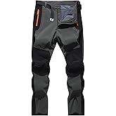 FFEATIANDY Men's Hiking Snow Ski Pants Softshell Fleece Lined Winter Water Repellent Outdoor Fishing Cargo Pants