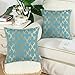 CaliTime Pack of 2 Throw Pillow Covers Cases for Couch Sofa Home Decoration Modern Quatrefoil Geometric Trellis Chain 18 X 18 Inches Teal/Gold