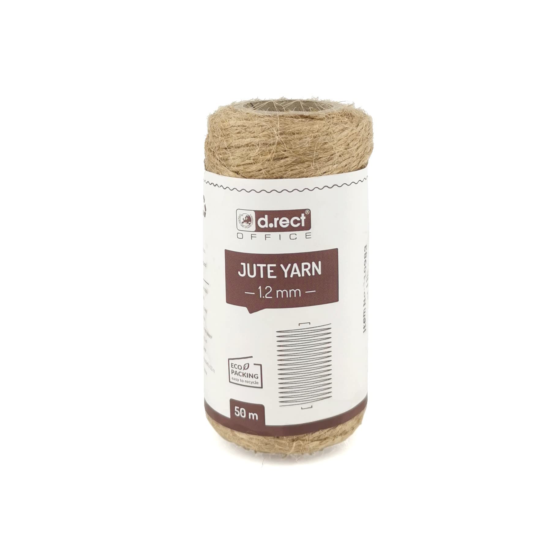 D.RECT 50m Natural Brown Jute Rope, Gift Decorative Wrap Twine | 1,2mm Thick | For: Packaging, DIY Crafts, Floristry, Decorating, Home Decor | 800154 — image 1