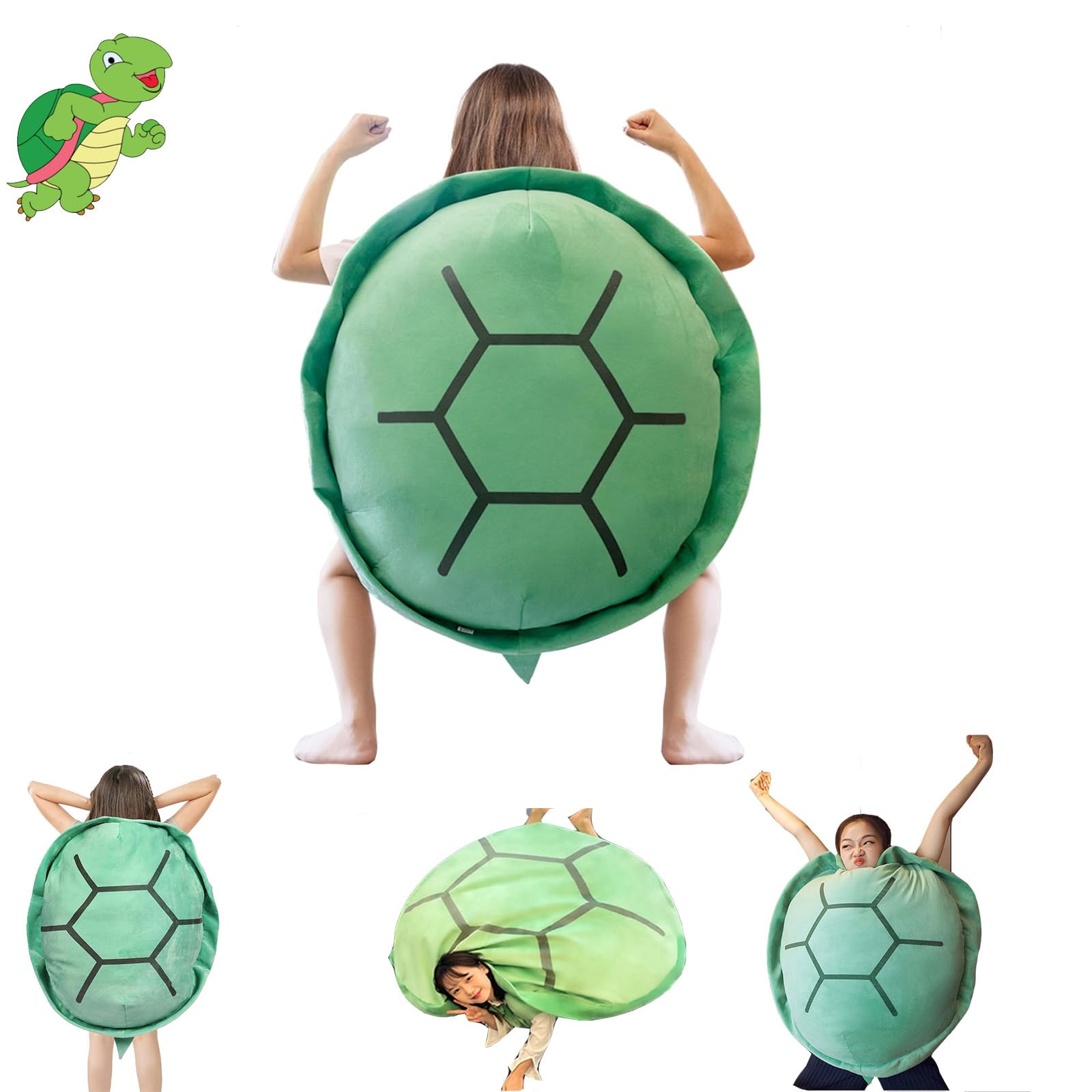 Photo 1 of PTAEXCEL Wearable Turtle Shell Pillow, 40IN/100CM Giant Wearable Turtle Shell Pillow, Tortoise Shell Plush Turtle Stuffed Animal Dress Up Cushion Costume Boys and Adlut.