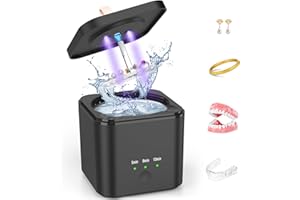 HOTOIQ Ultrasonic Retainer Cleaner Machine, 45kHz Ultrasonic Cleaner for Dentures with Light, Portable Ultrasonic Cleaner for