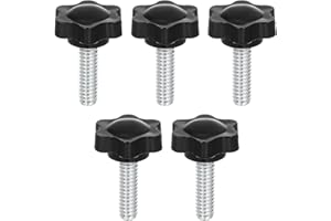 uxcell 5Pcs Clamping Screw Knob, 25mm Dia Plum Hex Shaped Grips Knob, Plum Hex Shaped Screws Handle 1/4"-20 Male Thread for R