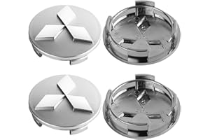 ARKOSKNIGHT 60mm Wheel Hub Center Cap with Logo Emblem ABS Material Compatible with Mitsvbishi Accessories(Mit Chrome)