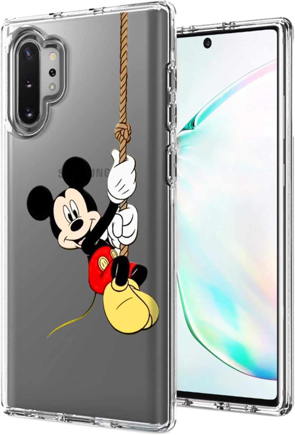 DISNEY COLLECTION Samsung Galaxy Note 10+/Samsung Galaxy Note 10 Plus Case Clear Disney Mickey Mouse 02 Soft TPU Inner and Hard PC Back Double Protection Cover Shockproof Detachable Transparent Shell