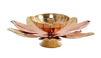 Brass + Metal Decorative Lotus Diya for Diwali, Pooja, Home Decor, Gift