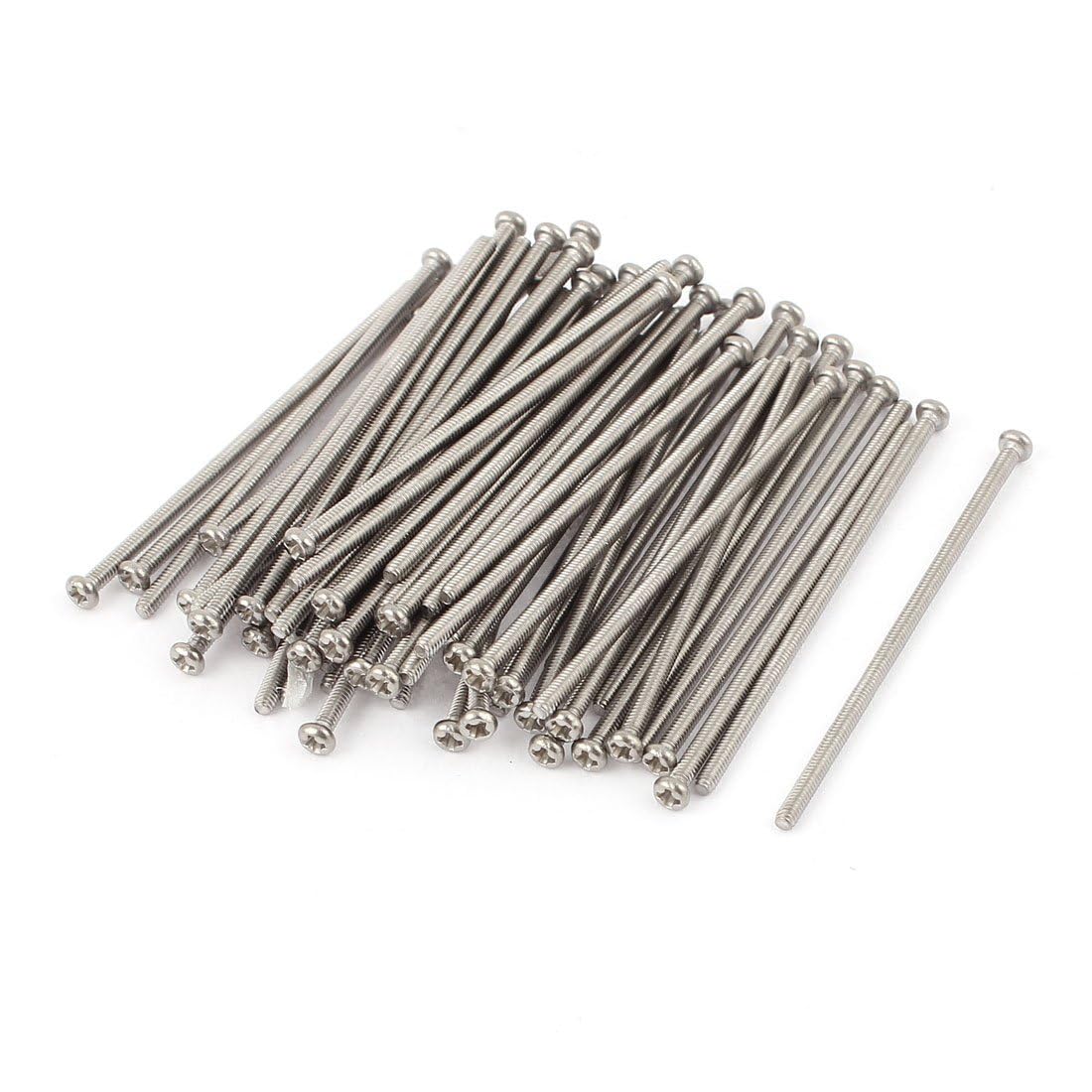 TOP-VIGOR 60Pcs Cross Pan Head Machine Screws, M2x50mm Phillips Round Head Screws Bolts for Machinery, Furniture, Car, Motorcycle Repair, Electronic Products, Ship Assembly, and DIY