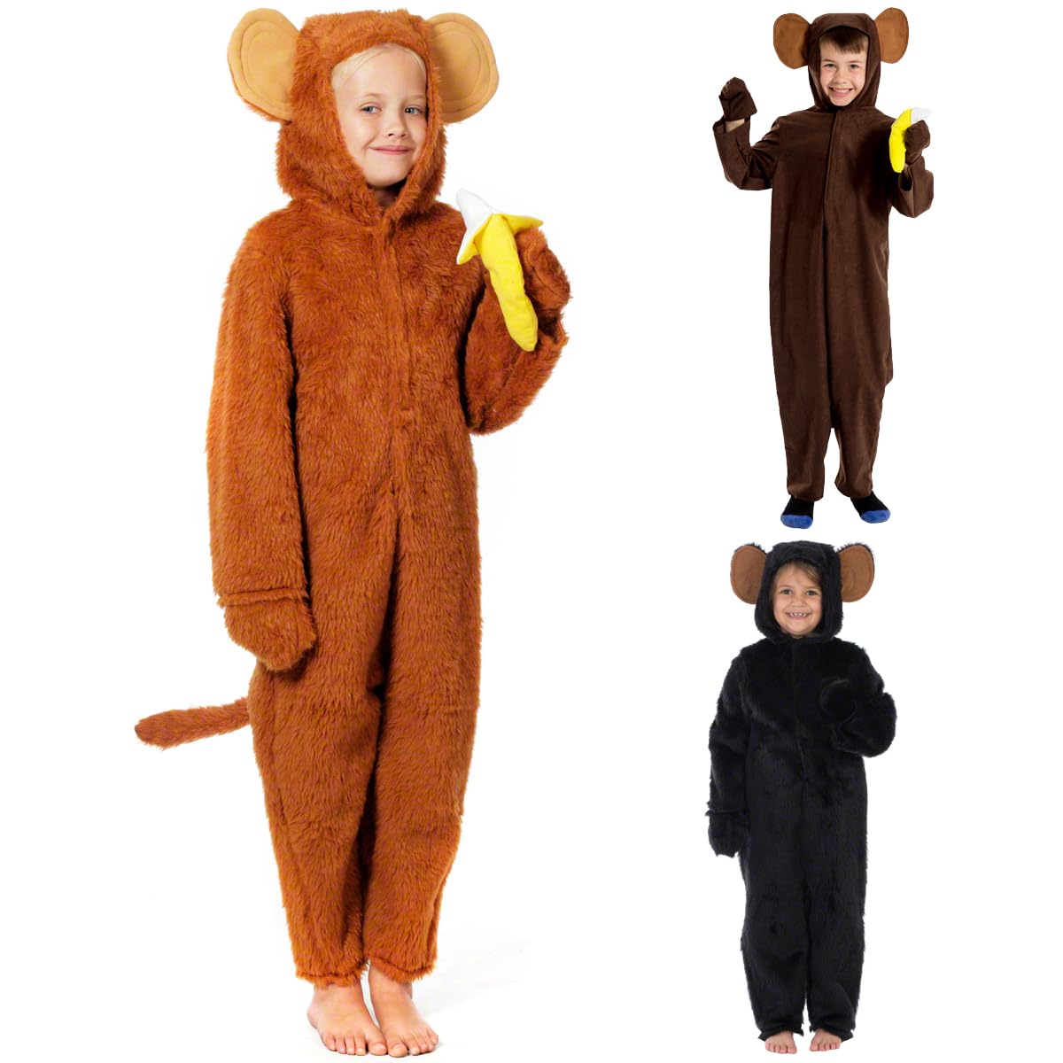Charlie Crow Cheeky Monkey Costume for Kids | Brown Fur | 7-9 Years — image 1