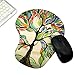 Memory Foam Mousepad with Wrist Support, Tree of Life Gorgeous Like Leather Ergonomic Mouse Pad Wrist Rest, Super Non-Slip PU Base