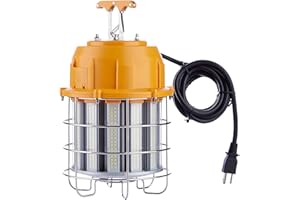 JC-LGL LED Temporary Work Light 100W LED Construction Lights 12,000lm 5000K Daylight Stainless Steel Guard Portable Hanging Work Lighting Workshop Jobsite Light Outdoor