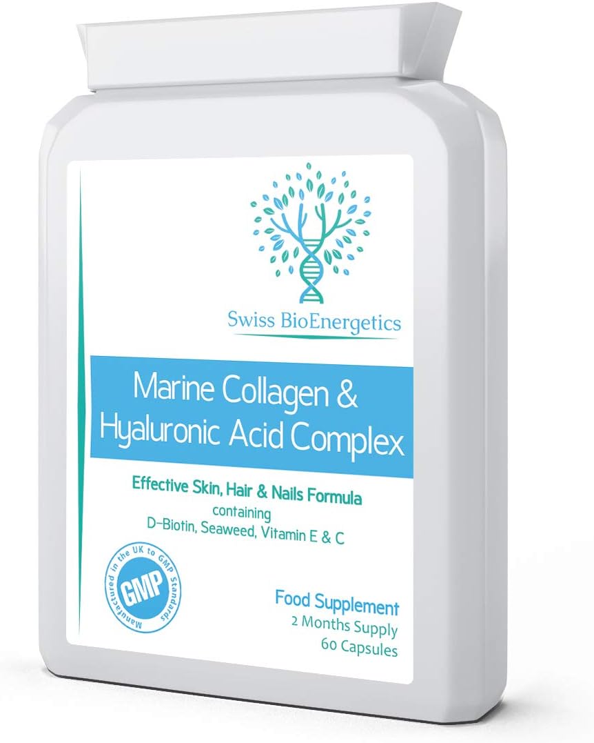 Marine Collagen & Hyaluronic Acid Complex - 60 Capsules - 500mg of Highly Bioavailable Naticol® Hydrolysed Collagen