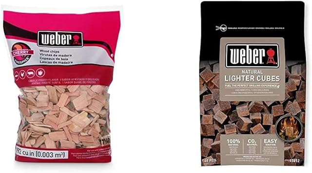 Amazon ウェーバー Weber バーベキュー コンロ q グリル ウッドチップ チェリー スモークチップ 燻製 日本正規品 バーベキュー コンロ q グリル 着火剤 100 天然素材点火キューブ 48個入 一回あたりたったの33円 日本正規品 セット買い