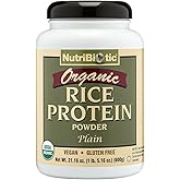 NutriBiotic Certified Organic Plain Rice Protein, 21 Ounce | Low Carbohydrate Vegan Protein Powder | Raw, Certified Kosher & Keto Friendly | Made Without Chemicals, GMOs & Gluten | Easy to Digest