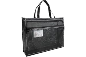 Mesh Zipper File Bags | 17 x 13 x 4.4 Inch Transparent Document Organizer with Handle and Zipper - A3 Artwork Holder for Post