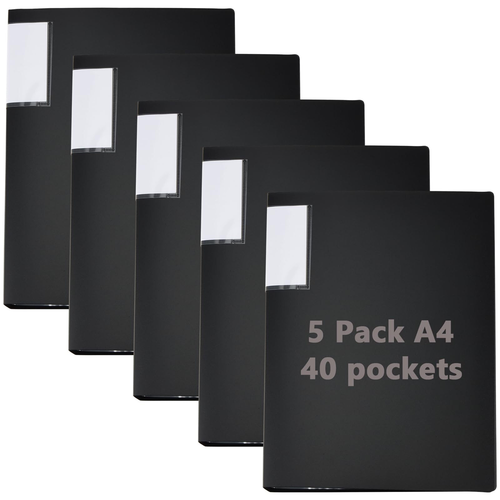 ZOENHOU 5 Pack A4 Display Book Folder, 40 Pockets Display Files A4 Folders with Plastic Pockets, Presentation Book Project Folder for House, Office Storage, Everyday Business — image 1
