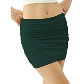 Mliyasan Women's Bodycon Mini Skirt Ruched Mesh Stretch Sexy Skirts