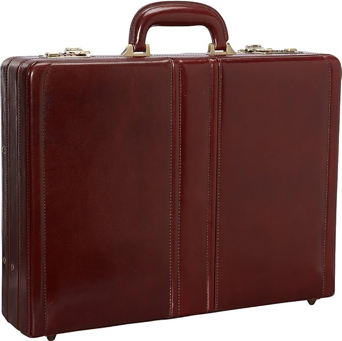 Mancini Italian Leather Expandable Attache Case Brown