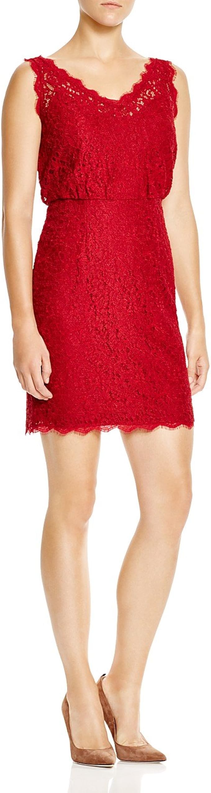 adrianna papell red lace dress