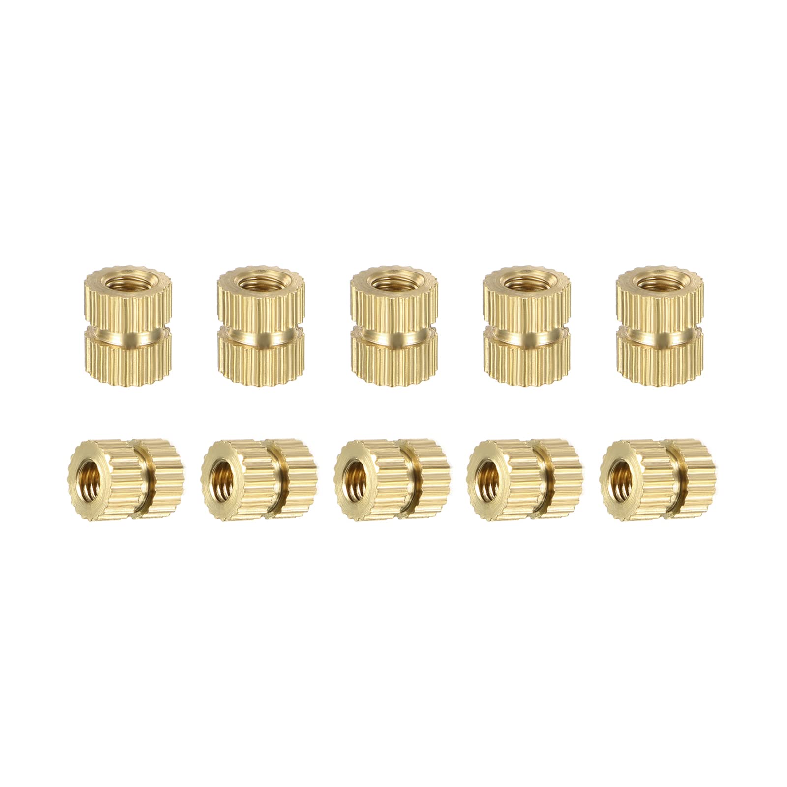 DTGN M3x6x5mm(IDxLxOD) Knurled Insert Nuts - 40 Pack - Good for Plastic Shells - Brass Female Thread Heat Set Inserts Embedment Nut