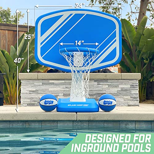 GoSports Splash Hoop PRO Pool Basketball Game, Includes Poolside Water Basketball Hoop, 2 Balls