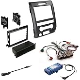 American International Ford F-150 (2009-2014 All Trim Levels) Double DIN or Single ISO with Pocket Radio Dash Kit, Retains SWC &amp; OEM Amplifier, Car Audio Harness &amp; Antenna Adapter Included, Black