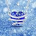 2017 Graduation Jewelry Gifts - CAROLIER Blue Heart Pendant Necklace Made with Swarovski Crystas Engraved 