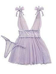 Lilosy Sexy Polka Dots Mesh Sheer Babydoll Chemise