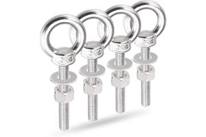 Lifting Shoulder Eye Bolts, Ekunbuy Screw Bolt 304 Stainless Steel Heavy Duty Lifting Ring Threaded Eyebolts with Washers and Nuts for Indoor Outdoor