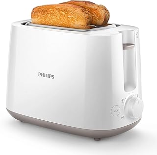 Philips HD2581/00 Toaster, integrierter Brötchenaufsatz, 8 Bräunungsstufen, weiß