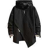 GURUNVANI Men’s Hooded Windbreaker Jacket Zip Up Patchwork Hoodie Anorak