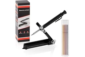 Newisdomake Multi-Function Scribing Tool, Construction Aluminum Alloy Scribe Tool with Deep Hole Pencil for DIY Woodworking, Compass Contour Gauge, Floor Corner Line Maker
