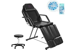LUXMARS Facial Chair, Adjustable Tattoo Chair Salon Bed with Hydraulic Stool Massage Bed for Professional Massage Facial Lash Beauty Treatment Spa (Black15)
