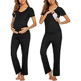 Ekouaer Womens Nursing Pajamas Maternity Breastfeeding Pjs Sleepwear Layer Soft Postpartum Lounge Set Pregnancy Clothes