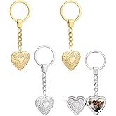 PLIGREAT 4 Pack Photo Locket Keychain, Vintage Heart Locket Keychains with Carved Flower Silver Gold Photo Lockets Key Chains that Holds Pictures Photo Lockets Pendants for Women DIY Craft