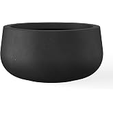 Kante Large Round Bowl Black Concrete Planter 20" Dia, Outdoor | Rubber Plug for Indoor, Drainage for Garden, All-Weather Cement Tree Pot, Handcrafted, Anti-Frost &amp; UV, Modern Home Decor