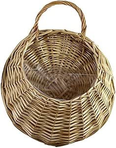 LYPYY Cesta de Flores de Mimbre de Mimbre Hecha a Mano Enredadera Verde