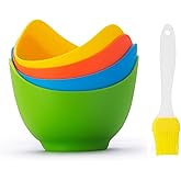 4pcs Silicone Egg Poacher Cups with BONUS Oil Brush, Nonstick Egg Poaching Cups for Air Fryer, Baking oven or Stovetop Egg Co