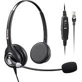 Arama Phone Headset for Office Phones for Polycom &amp; Other IP Phones(A602S1) | Noise-canceling Mic, Metal Headband, Plug-and-play, Hands-Free, Call Center, Telemarketing, Office, Lightweight Design