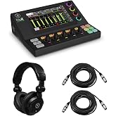 Mackie DLZ Creator XS Compact Adaptive Digital Mixer, Bundle With Turnstile Audio Headphones, 2x XLR M to F Cable 25'