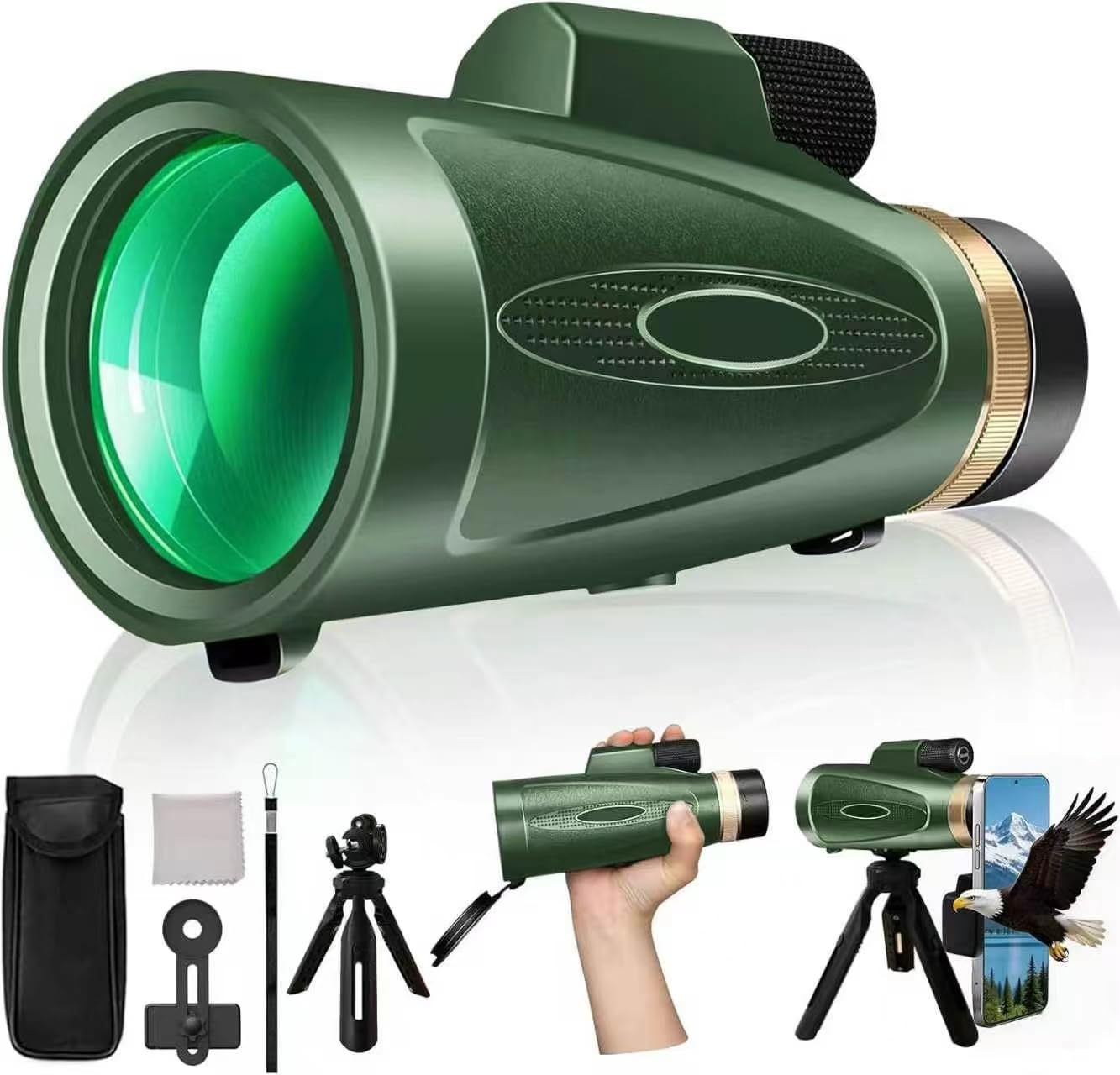 monocular telescope 12x60 hd high power with smartphone adapter tripod,larger vision monoculars for 