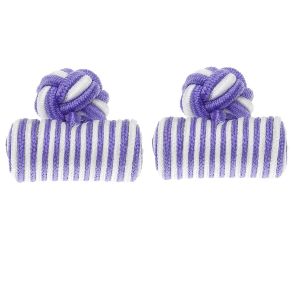 HONEY BEAR Mens/Women Silk Knot Fabric Cufflinks for Shirt/Dress Business Wedding Gift, Cylinder Shape (Purple) โ image 1
