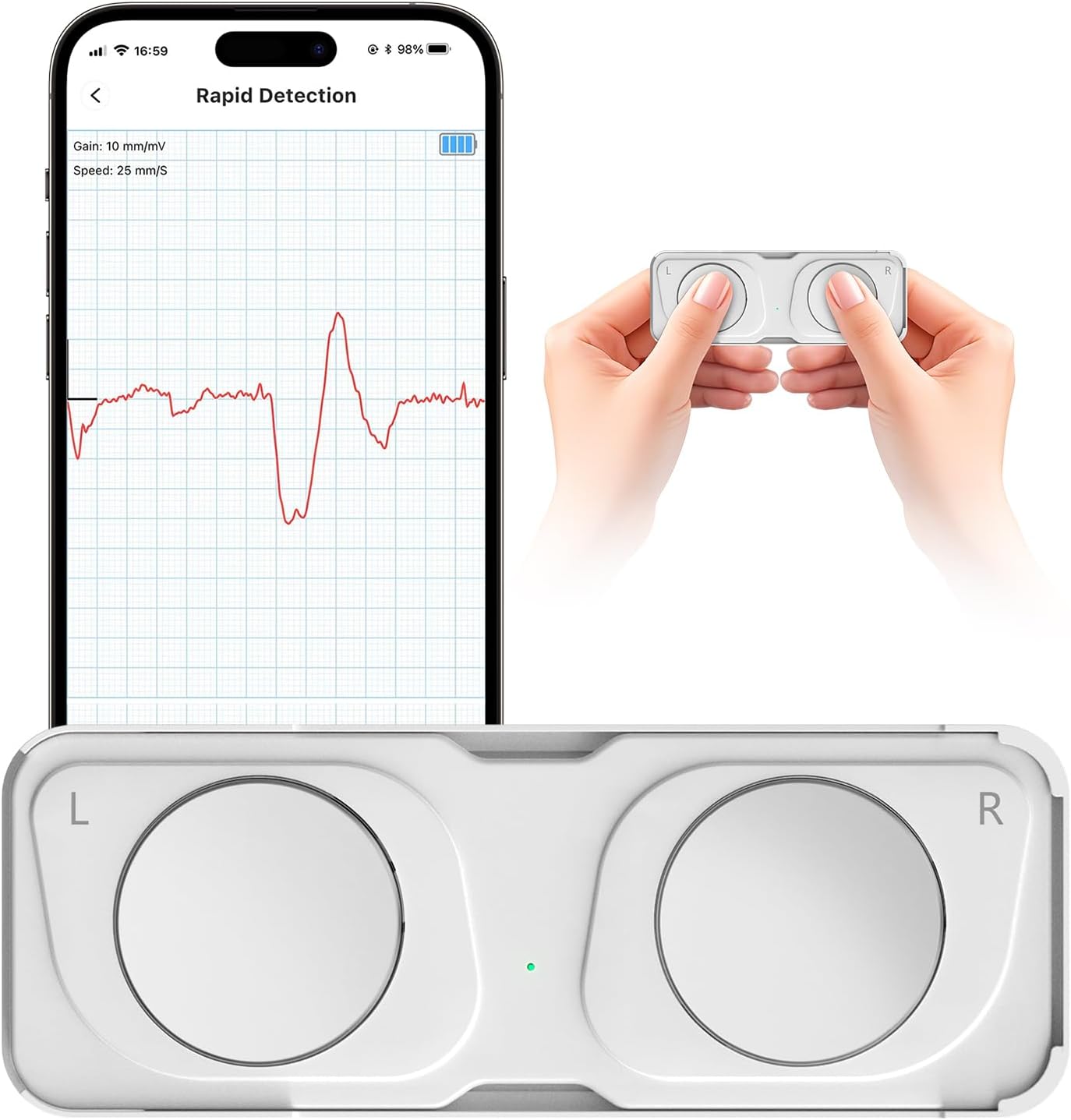 Portable ECG Monitor, Heart Rate Monitor Device for Home Use, Compatible with Smartphone, No Subscription