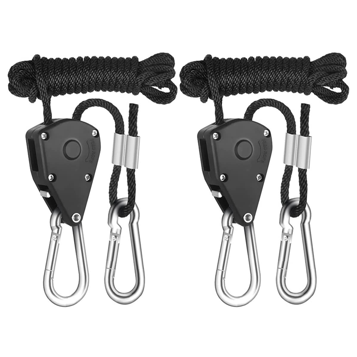 Hsthe Sea 2 Pairs 1/8" Heavy Duty Ratchet Hangers Adjustable Rope Hangers for Grow Plant Fan Filter Light Room Equipment