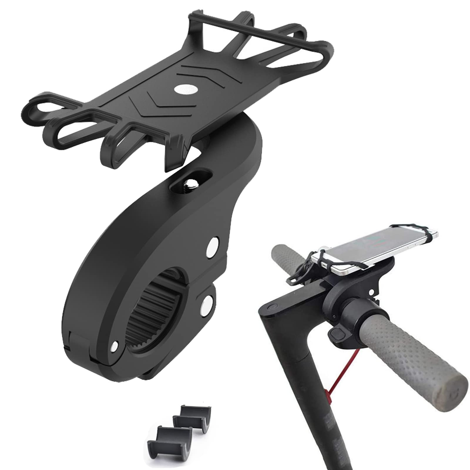 Flycoo Handlebar Phone Mount Holder for Xiaomi M365/Pro/Pro 2/1S Electric Scooter 360 Degree Rotatable Holder for 4.7"-6.5" Cell Phone Handlebar Road Bike/Motorcycle/Stroller/Mountain Bike/Bicycle