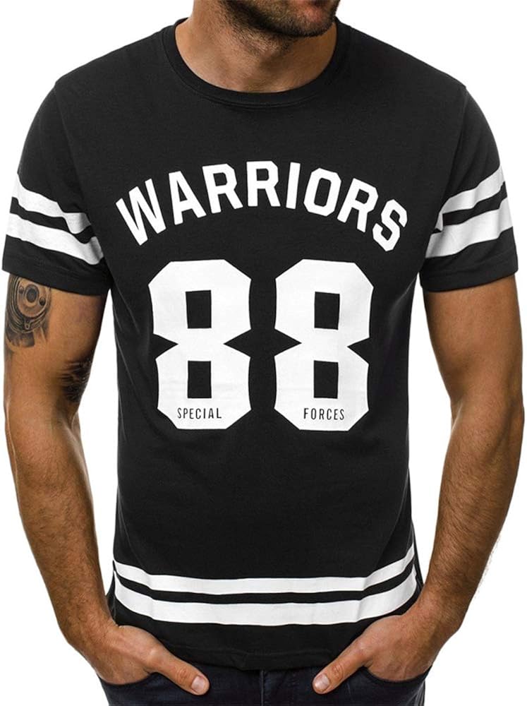 Aniywn Men's T-Shirt Summer Loose O-Neck Letters Printed Shirt Short Sleeve Top Casual Streetwear