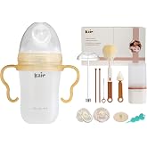 Kair Anti-Colic Baby Bottle Set Fast Flow 8oz for 9+M XL Nipple | 30&deg; Twist Lock, Silicone Skin-Like Nipple for Newborn, with Cleaning Kit, 2 Pacifiers &amp; Gravity Straw, New Parents Gift Box