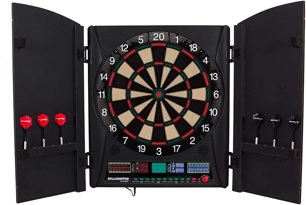 electronic dartboard with cabinet