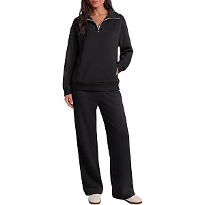 ANRABESS Sweatsuit for Women 2 Piece Outfits Half Zip Lounge Set | Wrinkle-Free Tracksuit，Airport Travel Matching Sets, High