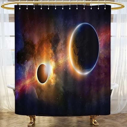 Amapark Shower Curtain Liner Planet In Milky Way Dark Nebula Gas